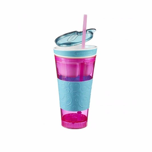 2 In 1 Plastic Travel Snack & Drink Cup Assorted Colours 3892