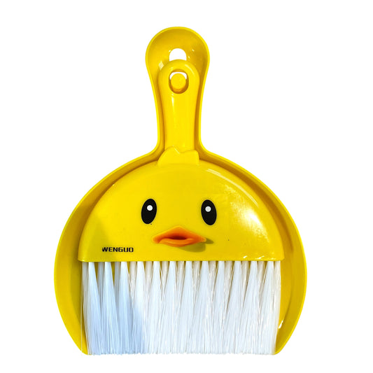 Mini Dustpan & Brush Set with Cute Face - Yellow Chick