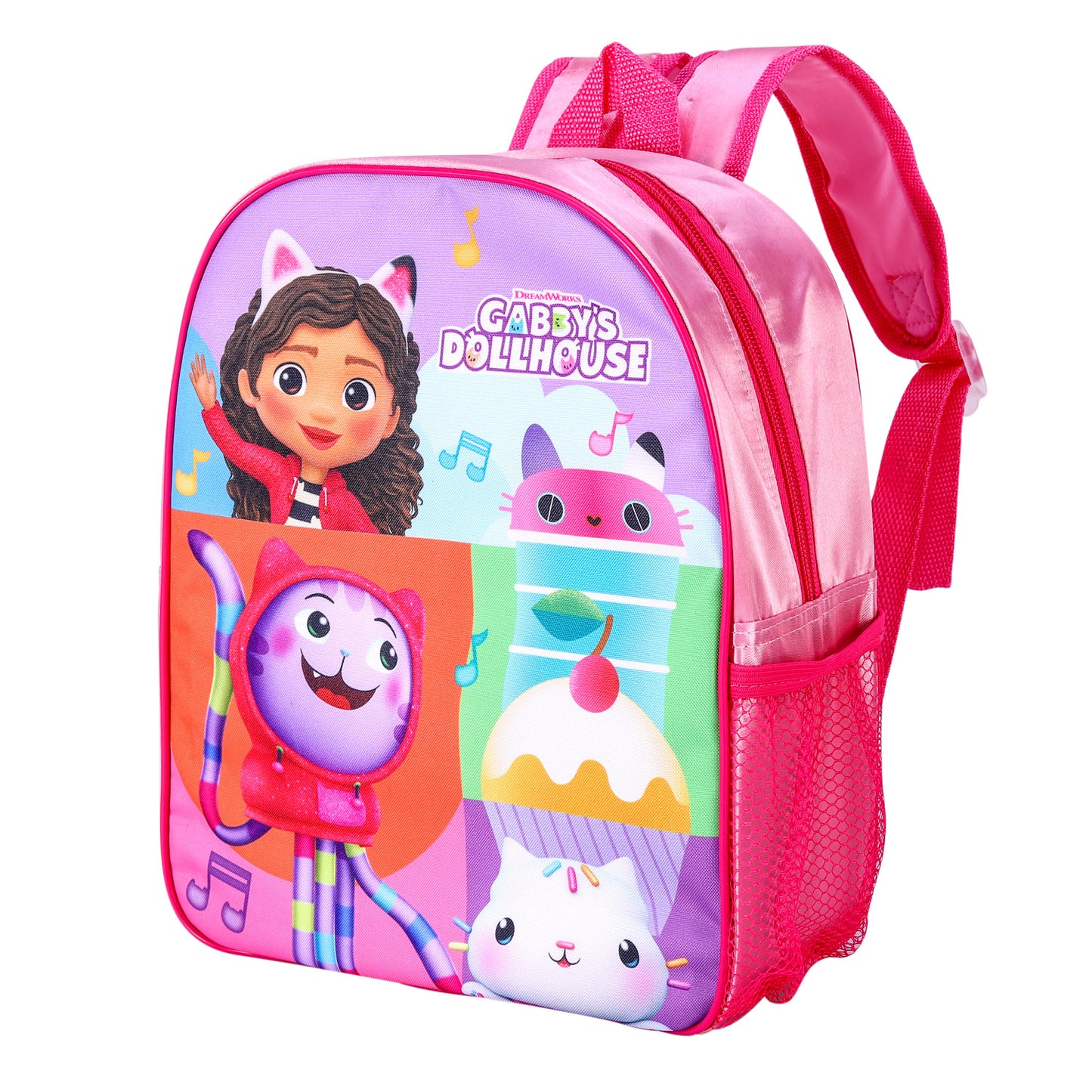 Gabby's Dollhouse Colour Blocks Style Backpack Kids Premium Standard Rucksack with Zip & Adjustable Straps