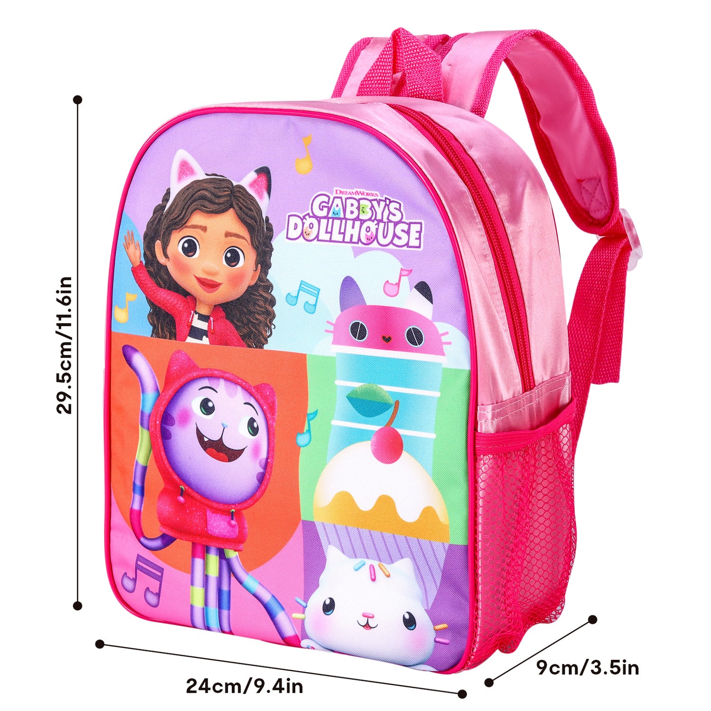 Gabby's Dollhouse Colour Blocks Style Backpack Kids Premium Standard Rucksack with Zip & Adjustable Straps