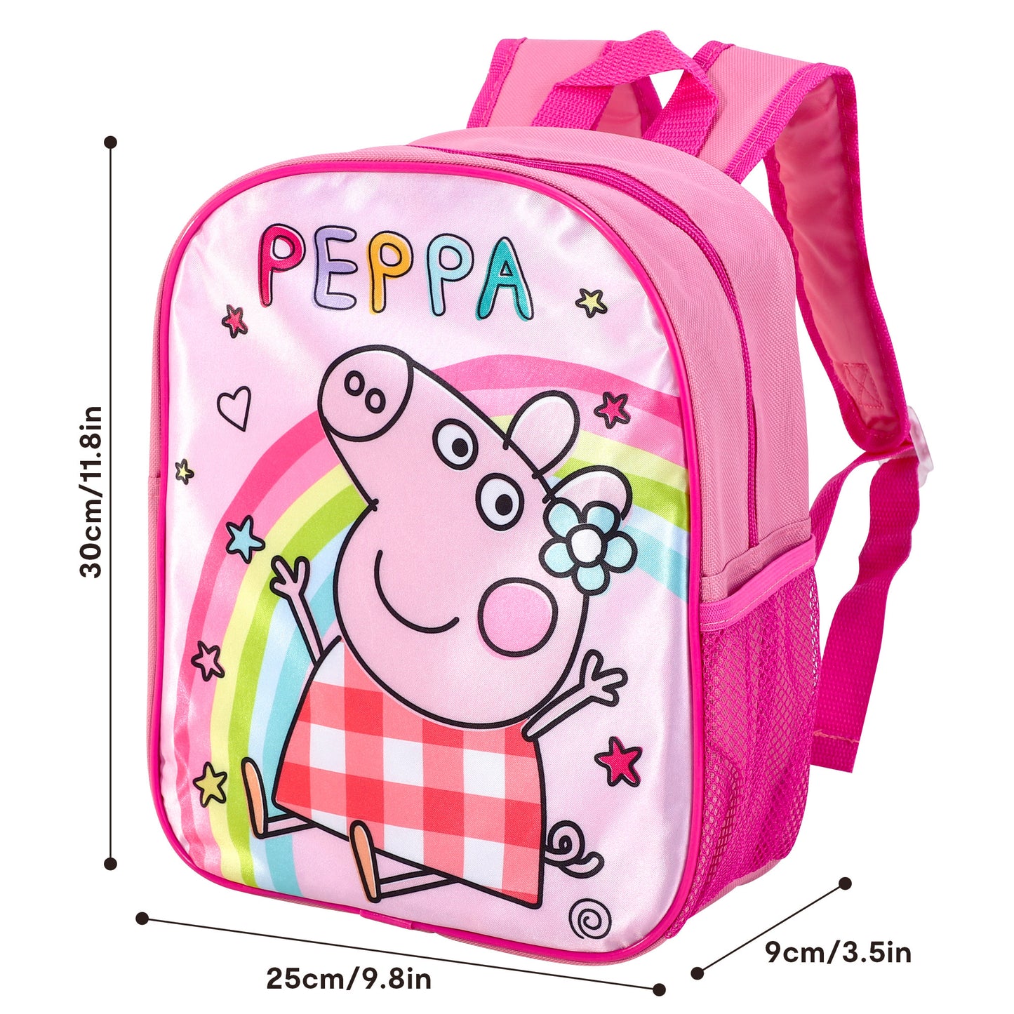 Peppa Pig Pink Style Backpack Kids Premium Standard Rucksack with Zip & Adjustable Straps