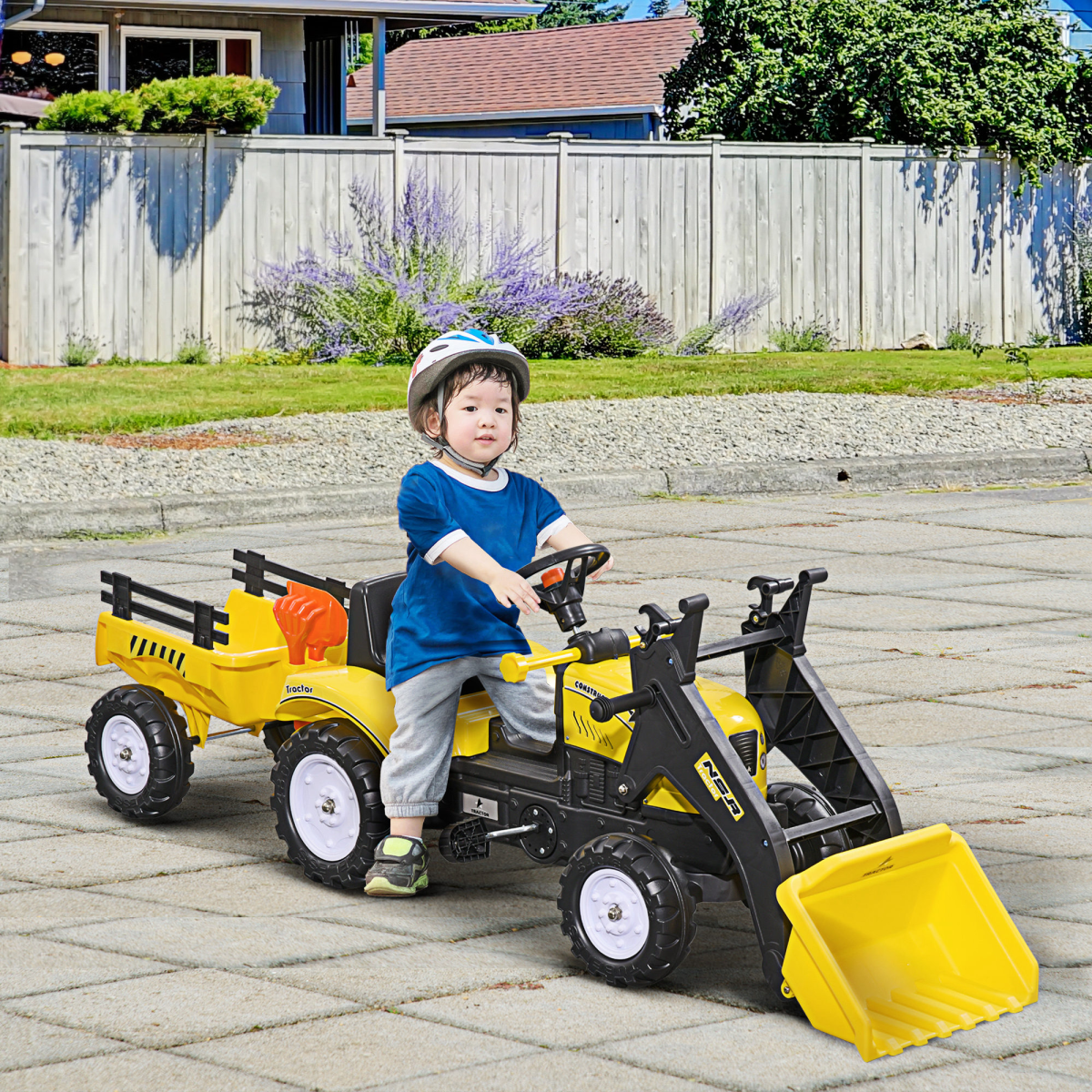 Kids Pedal Go Kart Ride on Excavator Wheels Tyres Kids Children -Yellow