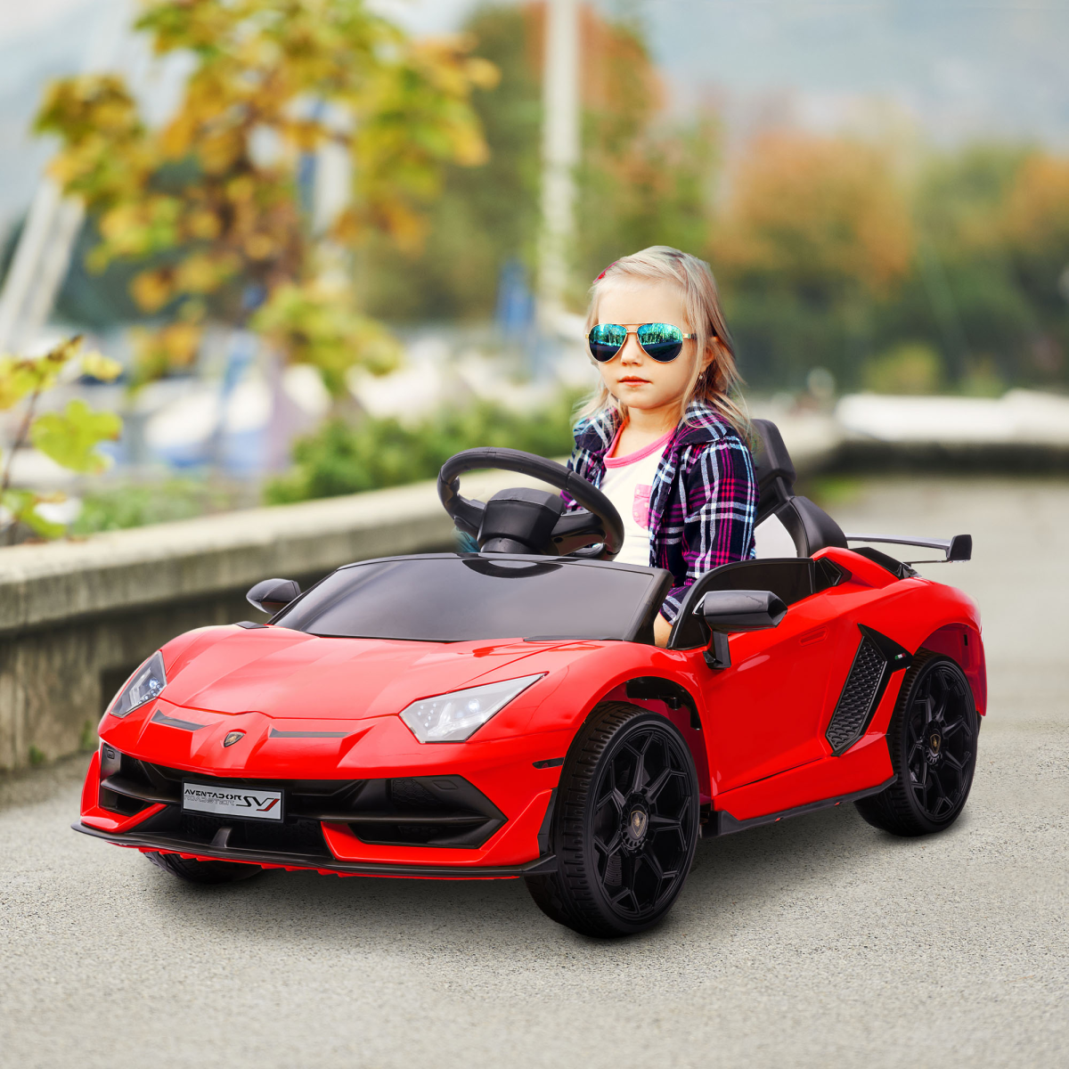 Lamborghini Aventador Licensed 12V Kids Electric Ride On Car - Red