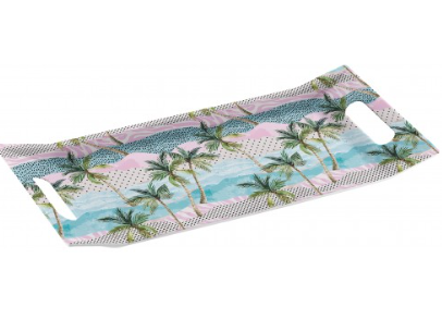 Melamine Gondol Rectangle Tray with 2 Handle Grip 37 x 17 cm Assorted Designs ALB2110