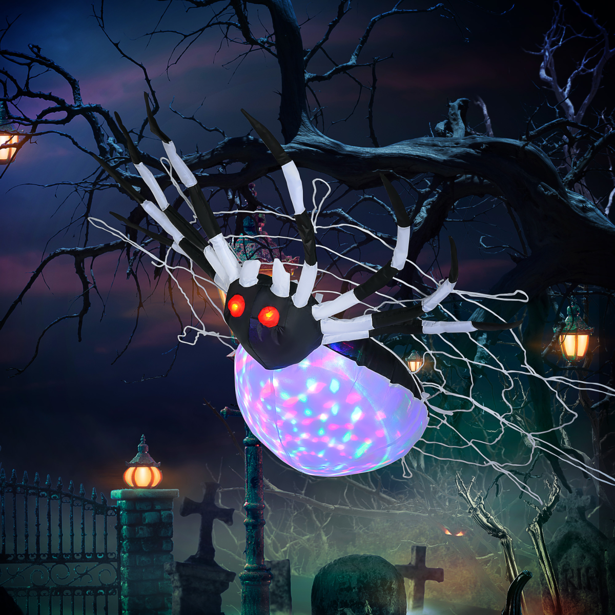 5FT Long Halloween Inflatable Spider Blow-Up Outdoor LED Garden Display