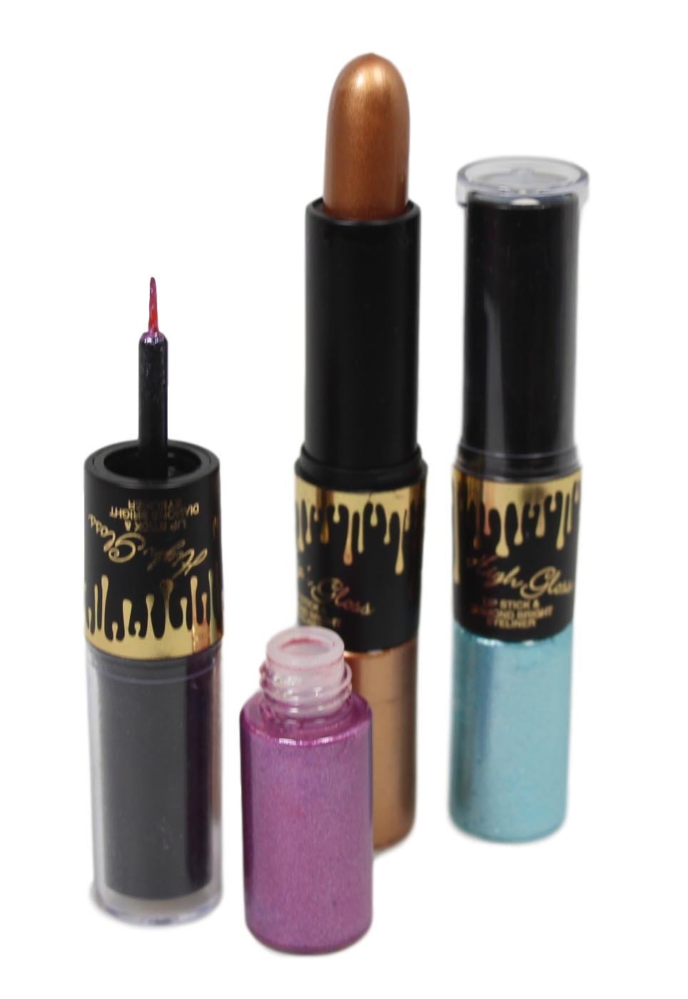 2 In 1 High Gloss Lipstick And Diamond Bright Eyeliner Assorted Colours