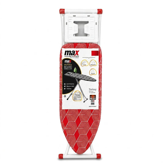 Ma x Housewares Ironing Board Adjustable Height Mesh Surface White Legs