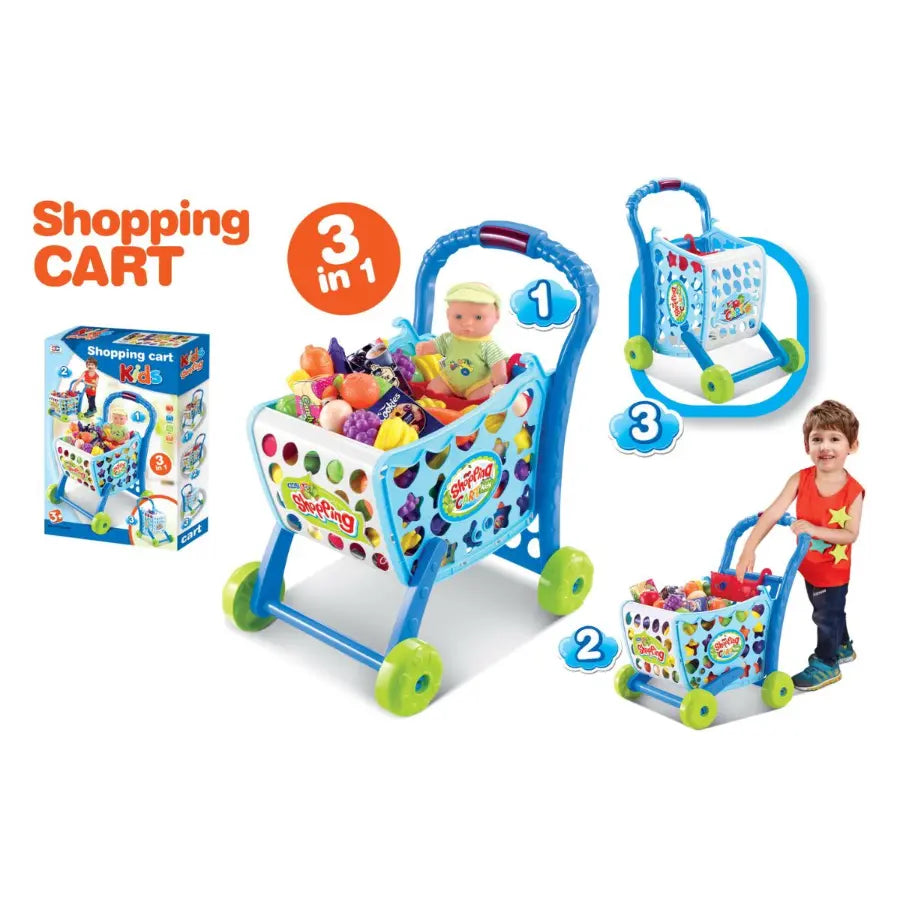 Fun Kids Shopping Trolley with Toy Food Simulation