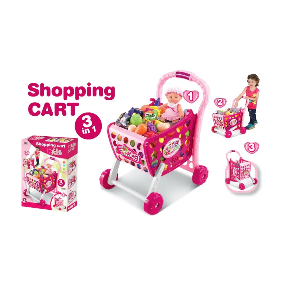 Kids Supermarket Shopping Trolley & Accessories with Light & Sound Toy