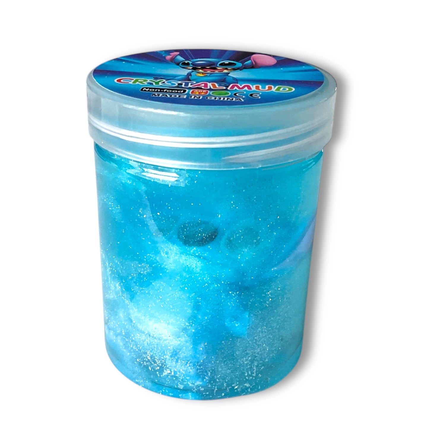 Stitch Style Blue Crystal Mud Glitter Slime Pot with Mini Figure Inside