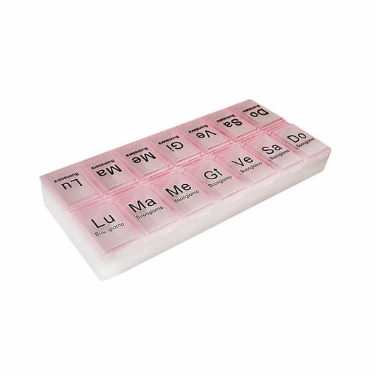 Italian Buonasera Pill Box Compartment Container 15 x 7 cm Assorted Colours 4365