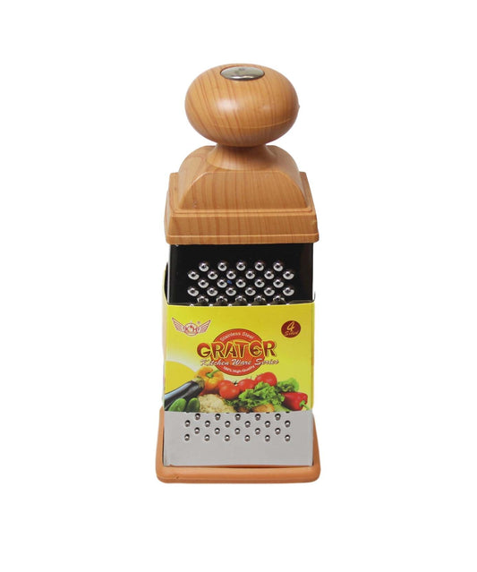 Kitchen Multipurpose Use 4 Sided Grater Ideal Food Prep Wooden Handle Grater 3140