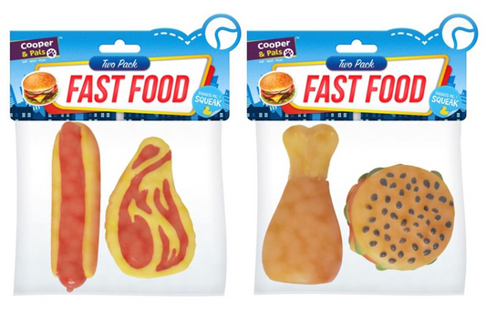 Pet Dog Toy Squeaky Fast Food Pack of 2 Assorted Designs 315382