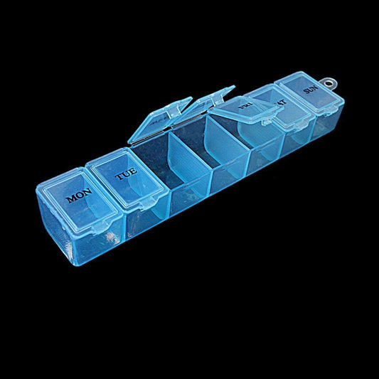 Plastic Pill Tablet Box Organiser 7 Days 15 x 2 cm Assorted Colours 2036