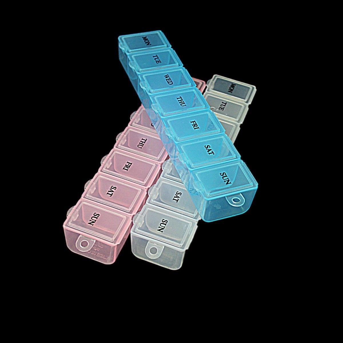 Plastic Pill Tablet Box Organiser 7 Days 15 x 2 cm Assorted Colours 2036