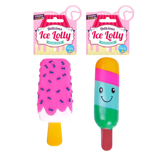 Multicolour Ice Lolly Popsicle Parlour Squeaky Dog Toys Assorted Designs 318826