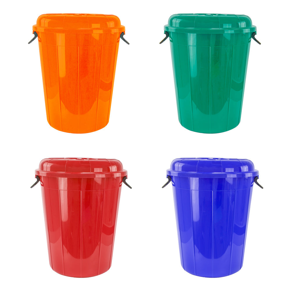 Plastic Eco Storage Drum Bin Bucket with 2 Side Handles 70L Assorted Colours 3198
