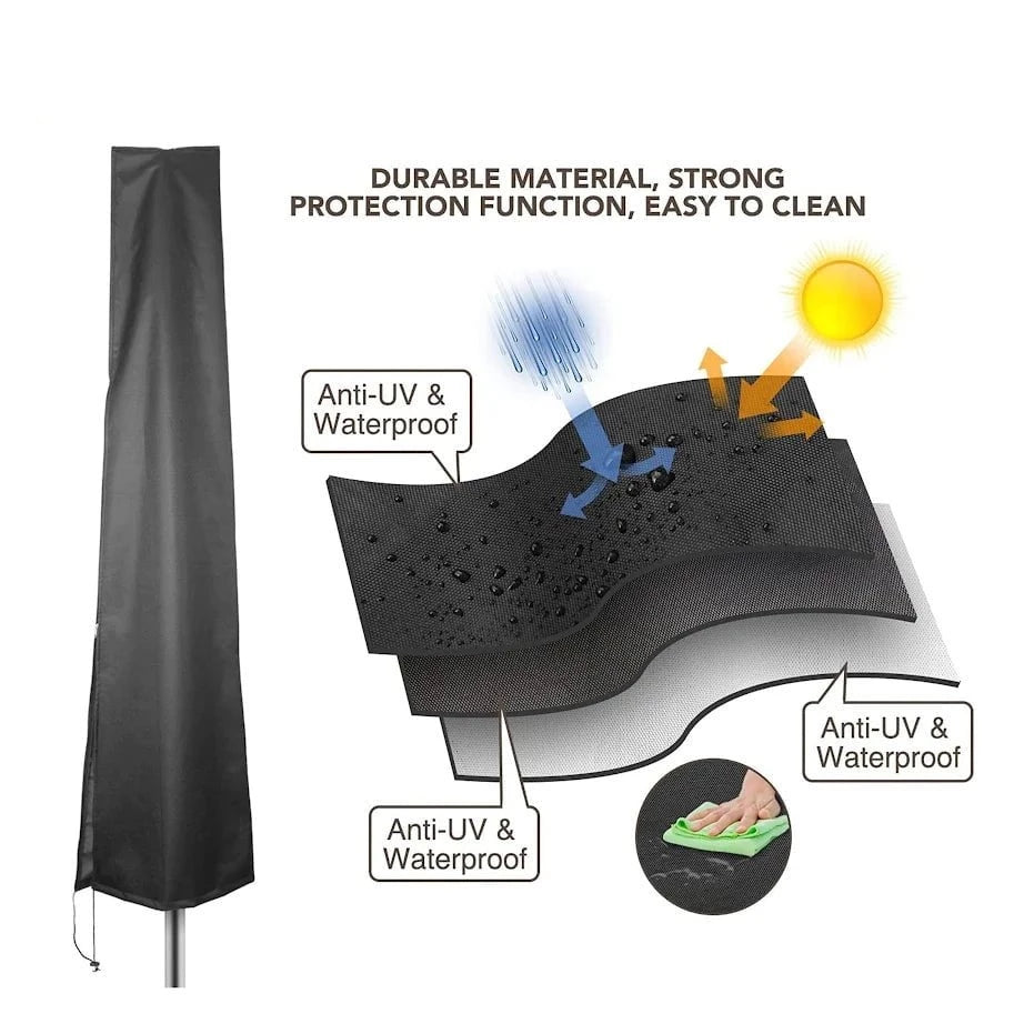 Garden Water Resistant Parasol Cover - 265cm x 70cm x 50cm