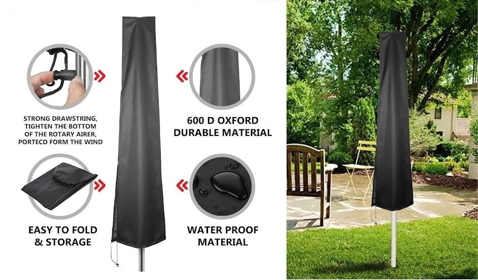 Garden Water Resistant Parasol Cover - 265cm x 70cm x 50cm