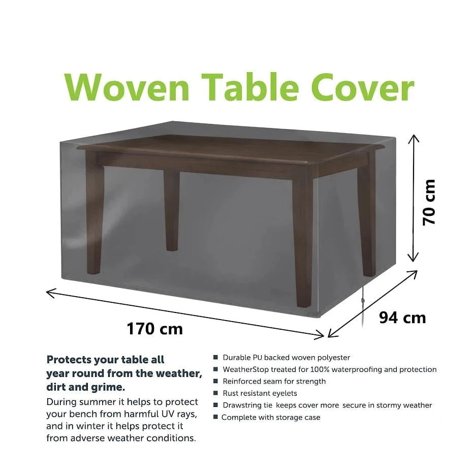 Garden Table Water Resistant Cover - 170cm x 94cm x 70cm