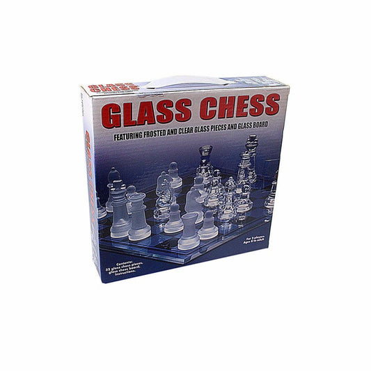 Traditional Family Fun GLASS CHESS Board Game 32 Glass Pieces 22 x 22cm  3163