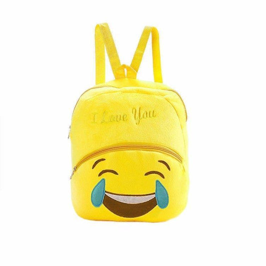 Children's Fuzzy Yellow Emoji Style Backpack 28 x 24 cm Assorted Designs 3950