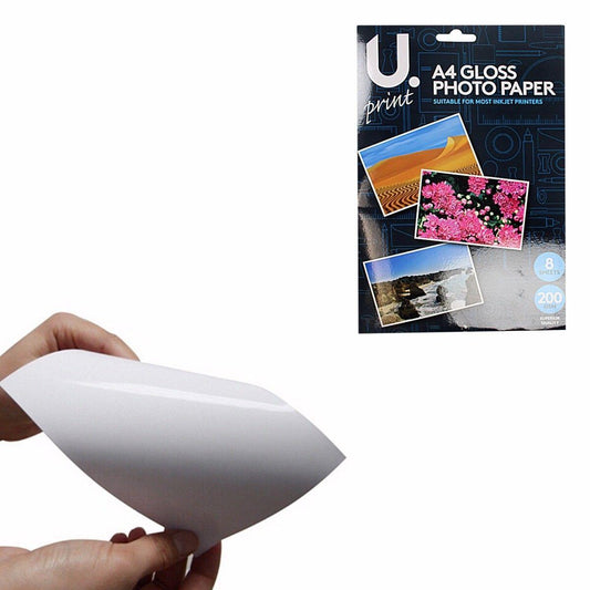 A4 Gloss Photo Paper Includes 8 Sheets 200GSM Superior Quality P2379