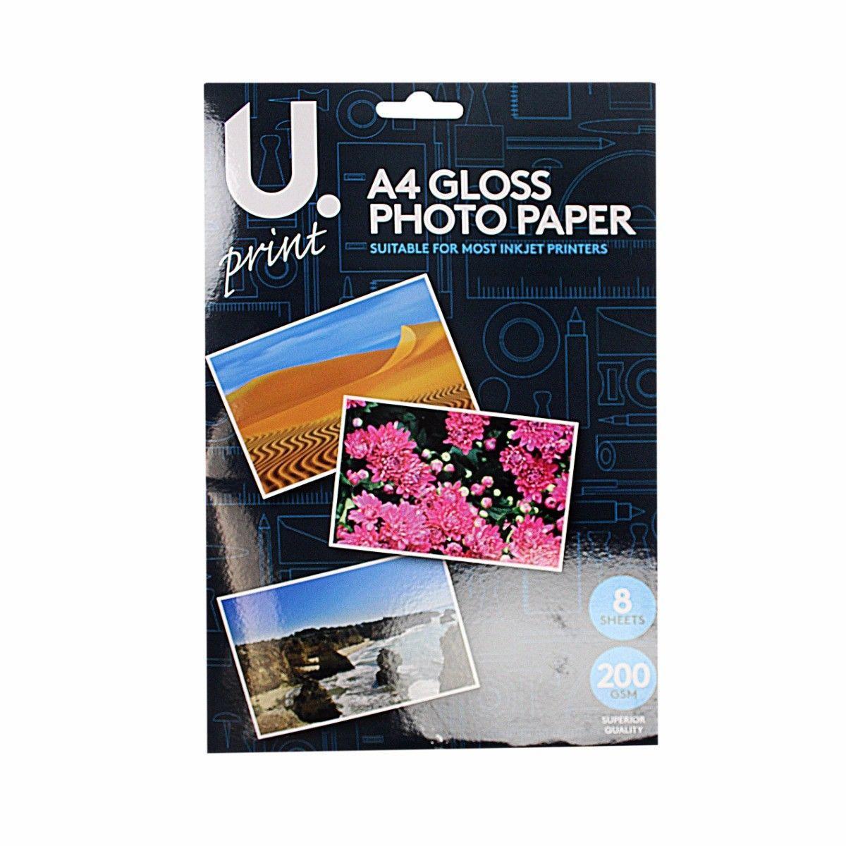 A4 Gloss Photo Paper Includes 8 Sheets 200GSM Superior Quality P2379