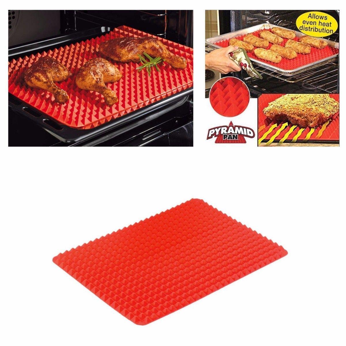 Pyramid Pan Non Stick Fat Reducing Silicone Cooking Mat Oven Baking Tray Sheets  4446