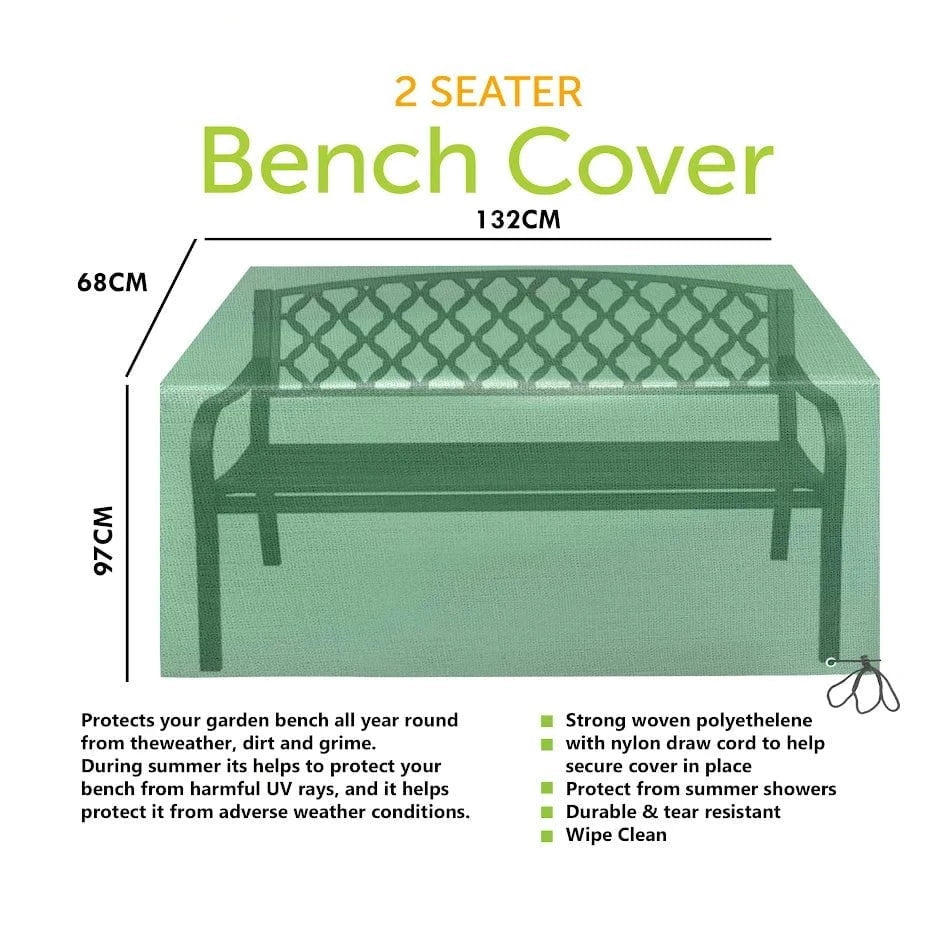 Garden Bench Cover 2 Seater 97 x 68 x 132 cm 3381