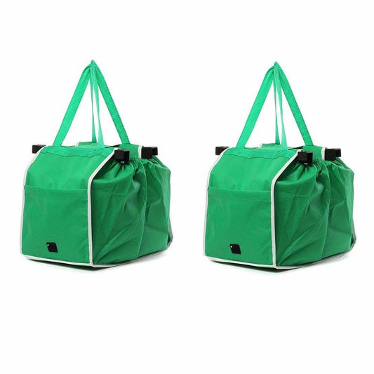 2x Supermarket Shopping Trolley Foldable Reusable Grocery Grab Clips Bag 3875