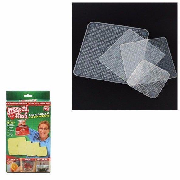 Kitchen Stretch And Fresh Reusable Food Wrap Covers Pack of 4 Assorted Sizes 4335