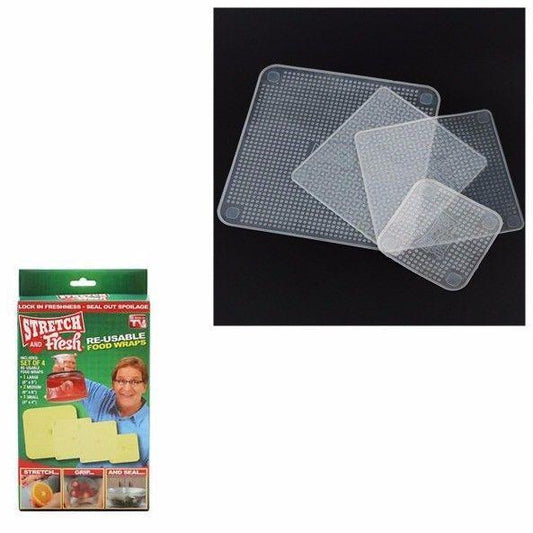 Kitchen Stretch And Fresh Reusable Food Wrap Covers Pack of 4 Assorted Sizes 4335