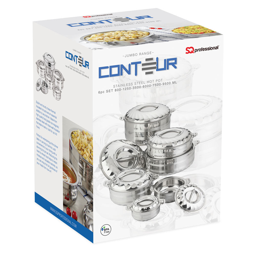 Sq Professional Jumbo Range Contour Stainless Steel Hot Pot Set Of 6