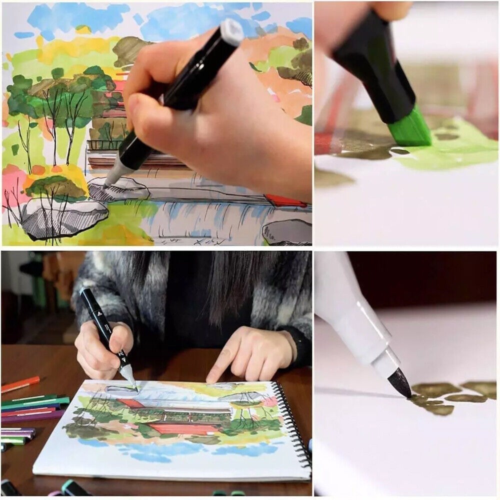 168 Colors Dual Tip Art Markers Color Pens Drawing Watercolour Set