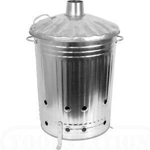 Portable Large Galvanised Steel Garden Fire Bin Incinerator 46cm-60cm FBLA