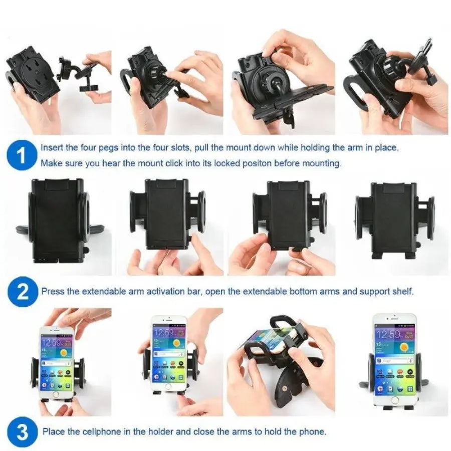 360 Rotation CD Slot Mount Mobile Phone Holder With Stand