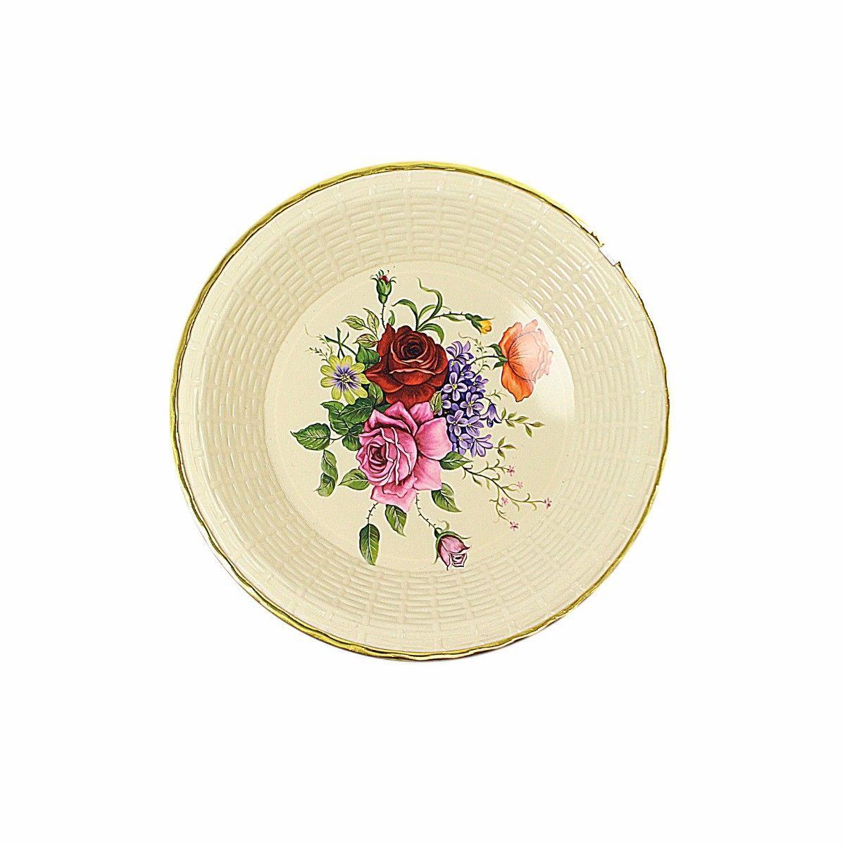 Plastic Kitchen Plate Rattan Style Floral Print 25cm Kitchen Home 4891