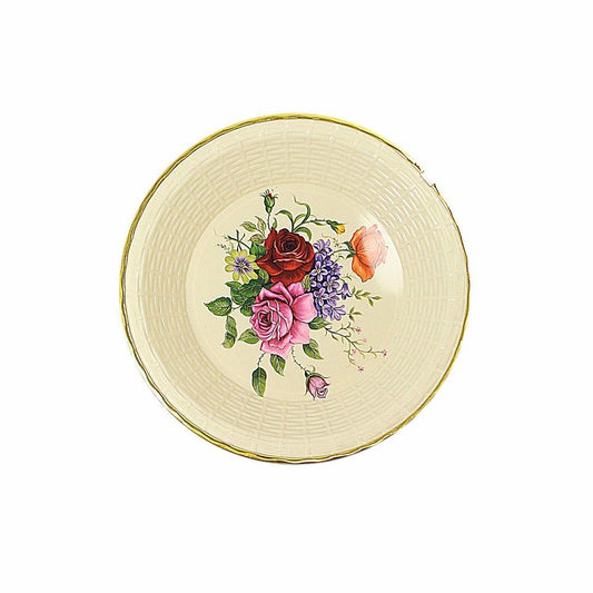 Plastic Kitchen Plate Rattan Style Floral Print 25cm Kitchen Home 4891