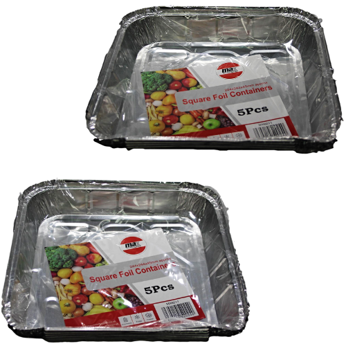 Aluminium Foil Containers with Lids 244 x 244 x 45mm Pack of 5 MX6011