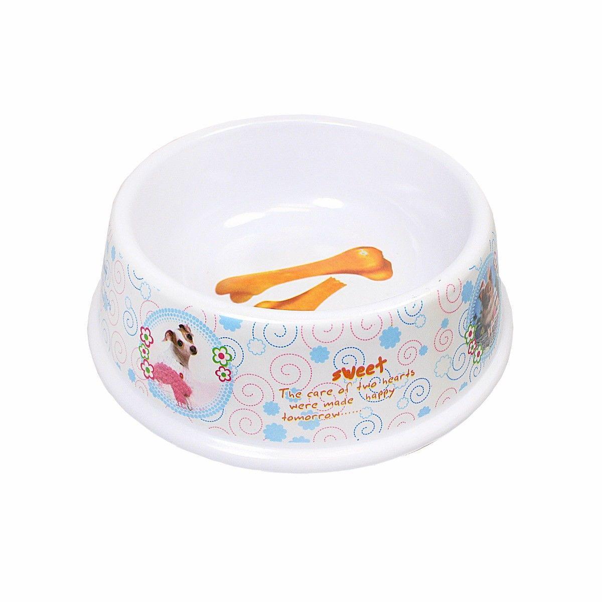 Plastic Dog Feeding Bowl With Printed Dog Bone Pets 17Cm X 8Cm