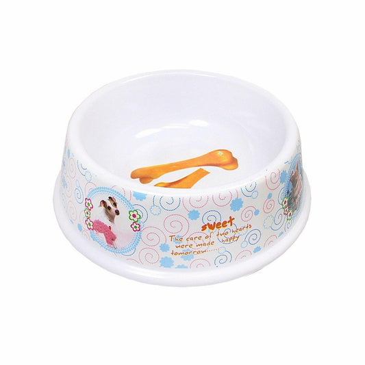 Plastic Dog Feeding Bowl With Printed Dog Bone Pets