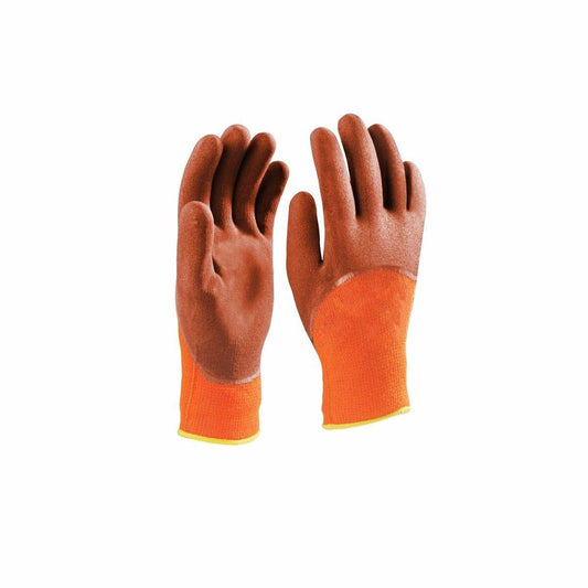 Brown Orange Working Gloves Pair One Size 3585 A