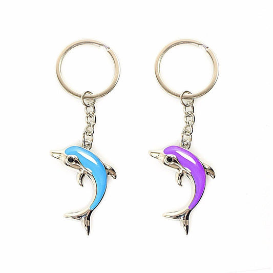 Metal Dolphin Shaped Keyring Style Keychain Assorted Colours 2520
