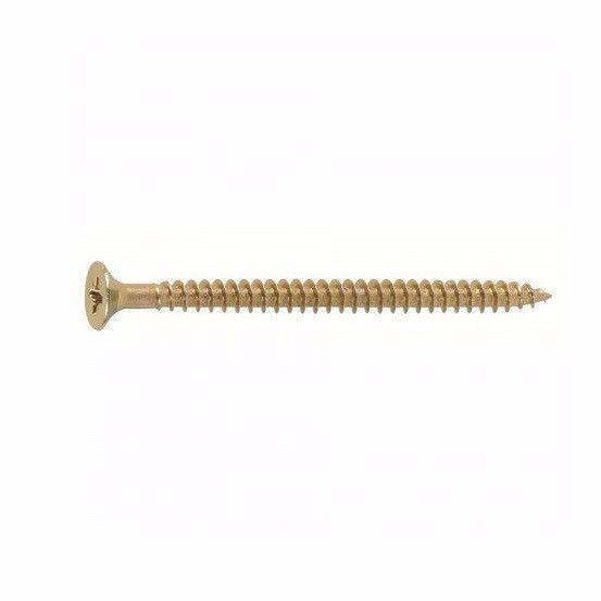 4.0 x 60 Pozi Countersunk Hardened Chipboard Wood Screws Yellow Plated 0300