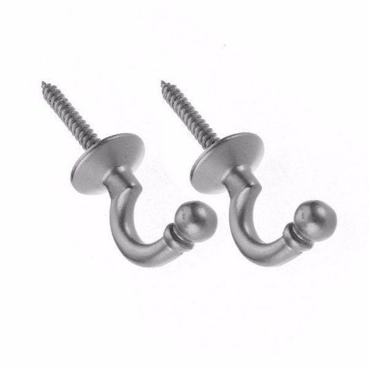 2 x Ballend Curtain Tieback Hooks Chrome