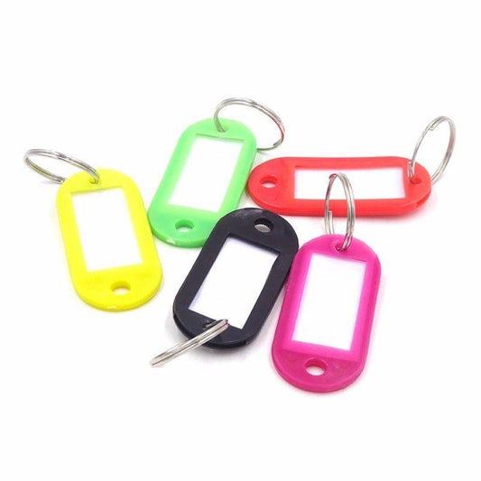 Plastic Key Ring Tags Assorted Colour Pack of 6 0233