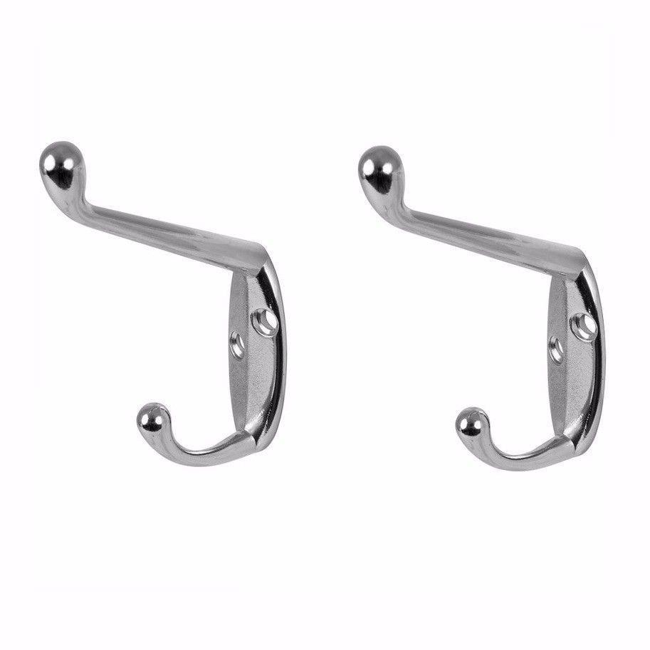 Hat And Coat Hooks Chromed With Screws Pack Of 2 Diy Home 0223 A
