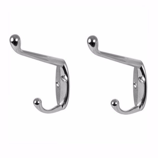 Hat And Coat Hooks Chromed With Screws Pack Of 2 Diy Home 0223 A