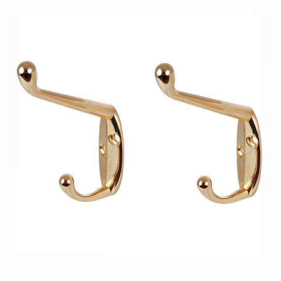 Value Pack Hat and Coat Hooks Brassed With Screws Pack of 2  0224 A